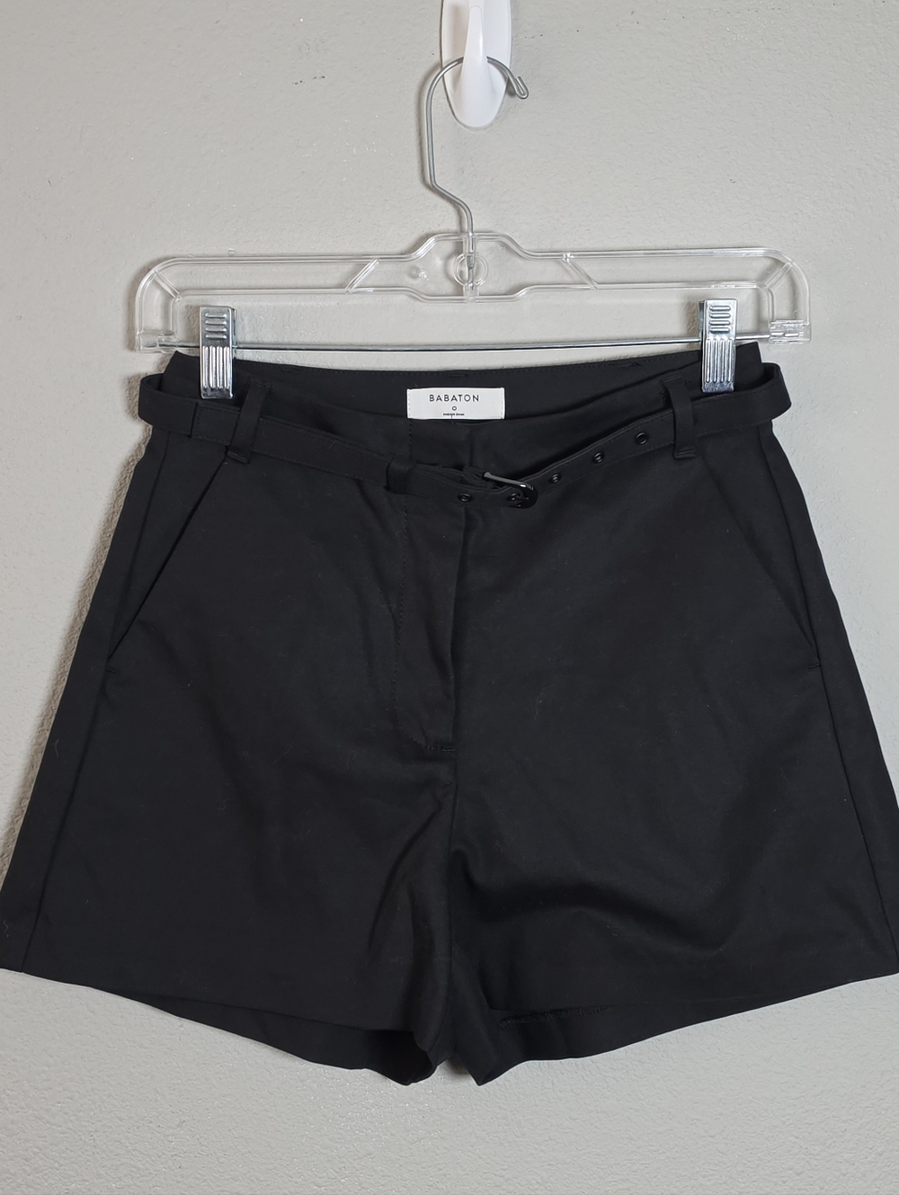 ​Babaton Aritzia Elevated Black Belted Shorts Size 0 Tailored High Waist Minimal